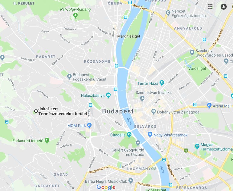 Jókai- kert a térképen