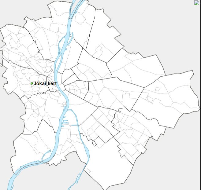 A Jókai- kert helye Budapesten belül