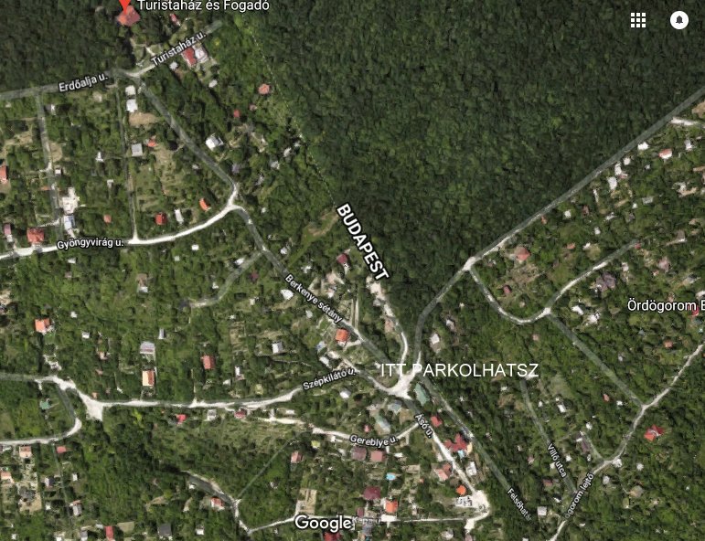 Itt parkolhatsz, innen még kb 400 me felfelé gyalog a Frank- hegyi Turistaház